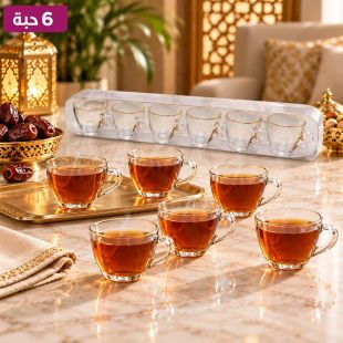 طقم أكواب زجاجية أنيقة 6 حبة