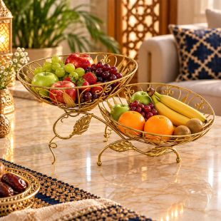 سلة فواكه معدنية 2 طبقة