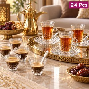 Set of 24Pcs Arabic Coffee and Tea Cups and Saucers