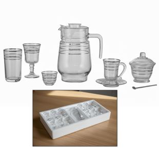 طقم أكواب 63 قطعة للقهوة العربية والشاي والعصير مع صحون