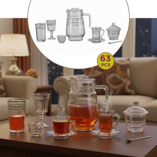 Set of 63 Tea & Arabic Coffee and Juice Cups with Saucers