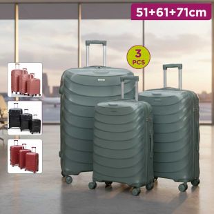 Set of 3 PP Trolley Hard Luggage 51 + 61 + 71cm by Euro Lark