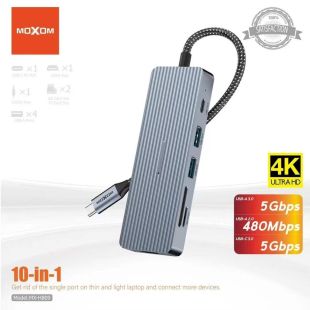 موزع متعدد المنافذ 10 في 1 لنقل البيانات والشحن السريع 100 واط من Moxom