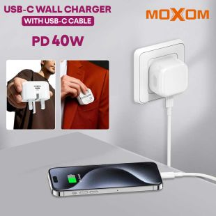 USB-C Wall Charger PD 40W with USB-C Cable by Moxom