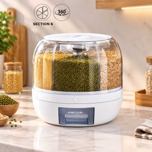 6 Section 360 Degree Rotating Cereal and Grain Dispenser