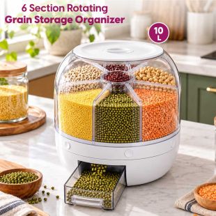 6 Section Rotating Grain Storage Organizer 10L - Sheeel Kuwait Deals