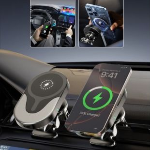 شاحن لاسلكي مغناطيسي مع CarPlay وAndroid Auto للسيارة 2 في 1