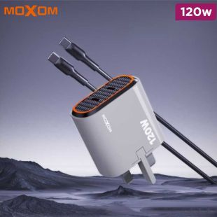 120W Dual USB-C Fast Wall Charger with UK Plug by MOXOM
