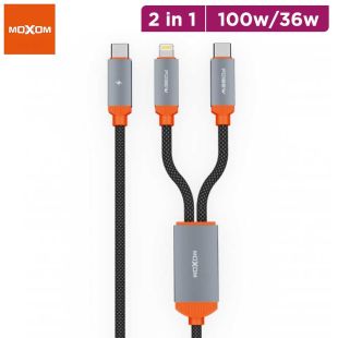 100W/36W 2-in-1 Type-C and Lightning Charging Cable by MOXOM