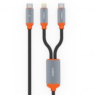 كيبل شحن 2 في 1 Type-C وLightning بقدرة 100/36 واط من MOXOM