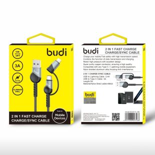 2-in-1 USB to Lightning and USB-C Charging and Sync Cable 1m by Budi