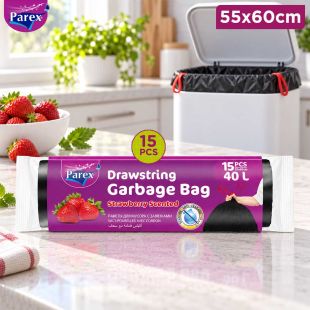 Parex Strawberry Drawstring Garbage Bag 55 × 60cm - 15 Pcs