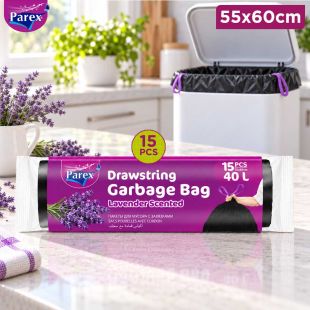 Parex Lavender Drawstring Garbage Bag 55 × 60cm - 15 Pcs