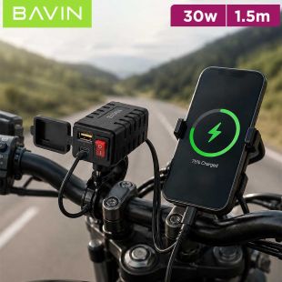 30W PD Motorcycle Charger with USB-A & Type-C Ports by Bavin