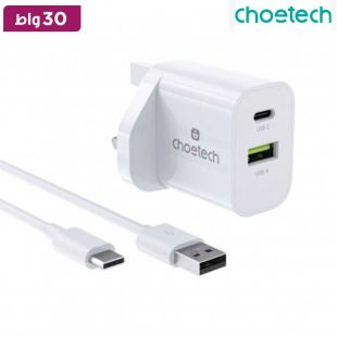شاحن حائط PD سريع 30 واط بمنفذين من Choetech