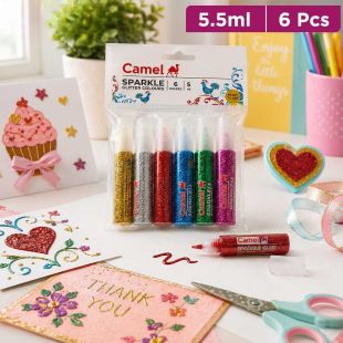 Decorative Glitter Craft Colors 5.5 ml Pack of 6 by Camel