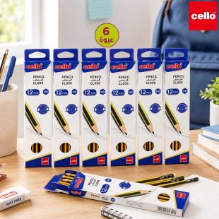 مجموعة أقلام رصاص HB عدد 6 عبوات من Cello