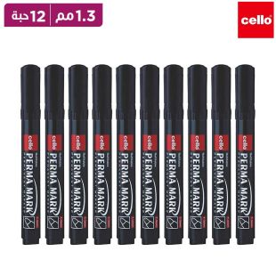 طقم أقلام ماركر أسود 1.3 مم 12 حبة من Cello