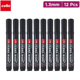 Cello Permanent Marker Black 1.3mm 12 Pieces
