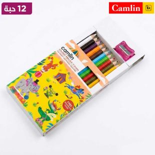 طقم أقلام تلوين خشبية 12 لون مع مبراة من Camlin