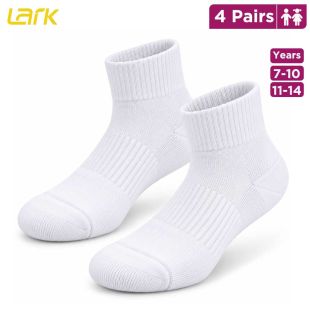 Lark Pack of 4 White Ankle Bamboo Socks for Boys and Girls