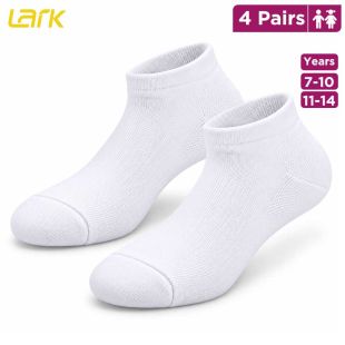 Lark Pack of 4 White Ankle Bamboo Socks for Boys & Girls