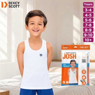 Pack of 3 Pcs Kids' 100% Cotton Sleeveless Inner T-Shirts by Dixcy Scott