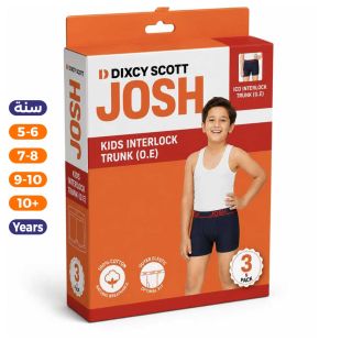 شورت داخلي أطفال قطن جوش إنترلوك بخصر مطاطي 3 قطع من Dixcy Scott