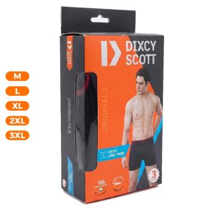 شورت داخلي رجالي قطن كروس طويل بخصر مطاطي 3 قطع أسود من Dixcy Scott