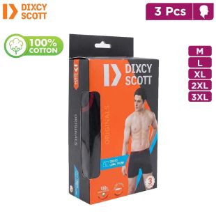 Men's Cross Long Elastic Trunk Pack of 3 Black by Dixcy Scott