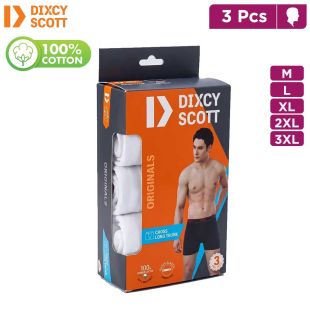 Men's Cross Long Elastic Trunk Pack of 3 White by Dixcy Scott
