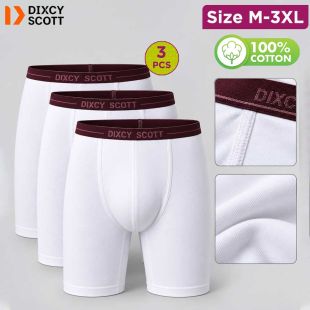 Men's Cross Long Elastic Trunk Pack of 3 White by Dixcy Scott