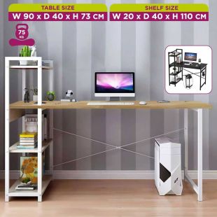 Unique Wooden Table with 4 Layers Side Shelves