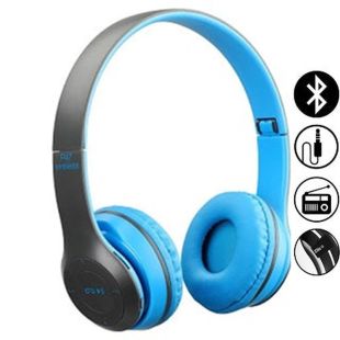سماعة رأس لاسلكية مع ميكروفون - أزرق