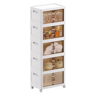 صندوق تخزين باب مزدوج قابل للطي ومتعدد الاستخدامات 5 طبقات