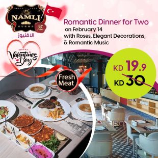Valentine’s Special Romantic Dinner for 2 Persons with Flowers & Decoration at Namli