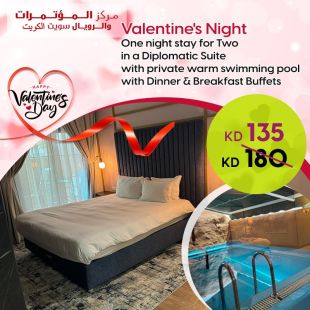 Enjoy Valentine Night stay in a Diplomatic Suite including Dinner &Breakfast Buffet at The Convention Center Hotel