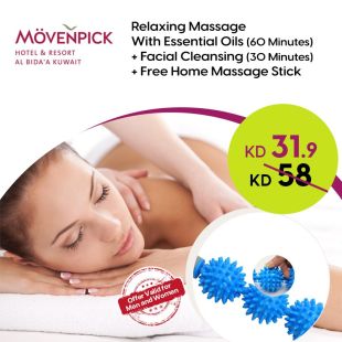 Relaxing Massage With Essential Oils 60 Min + Facial Cleansing 30 Min at Movenpick Al Bida’a SPA