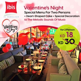 Enjoy the Valentine's Day with a Special Menu for 2 Persons at Ibis Hotel - Salmiya