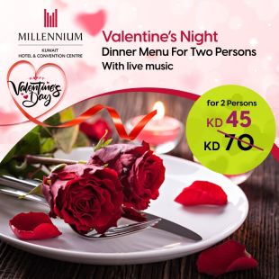 Enjoy Valentine Dinner Menu For 2 Persons With Live Music at Millennium Hotel & Convention Center