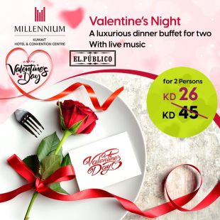 Enjoy Valentine's Night Dinner Buffet For 2 Persons With Live Music At El.público At Millennium Hotel & Convention Center