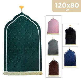 Velvet Rectangular Prayer Mat with Arched Top 80 x 120 cm