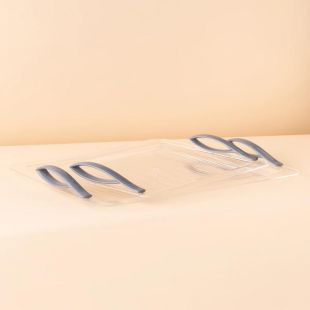 طقم صواني تقديم أكريليك 2 قطعة بمقبض رمادي من Waba