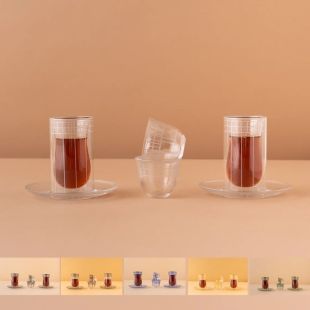 طقم أكواب شاي وقهوة مزدوجة الجدار 18 قطعة من Waba