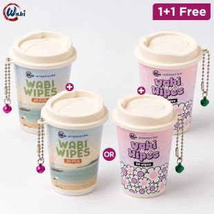 Wabi Coffee Cup Wipes 30 Pcs - Assorted (1 + 1 Free)