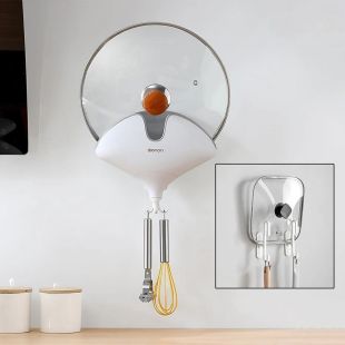 Wall Mounted Pot Lid and Kitchen Utensil Organizer