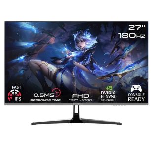 شاشة ألعاب مسطحة IPS قياس 27 بوصة 180 هرتز FHD وقت استجابة 0.5 مل ثانية ومافذ HDMI 2.1 ثنائية تدعم PS5 من GameOn