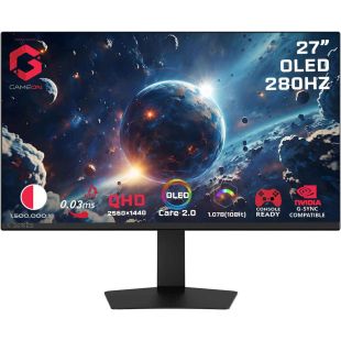 شاشة ألعاب مقاس 27 بوصة سلسلة Signature X بتقنية OLED ودقة QHD ومعدل تحديث 280 هرتز وزمن استجابة 0.03 مللي ثانية ومنفذ HDMI 2.1 من GAMEON