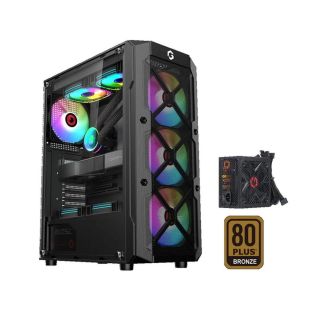 كيسة ألعاب سلسلة TridentIII M POWERFORGE متوسطة الحجم مع مزود طاقة 750 واط مثبت مسبقًا مع 4 مراوح ARGB - أسود من GAMEON