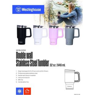Westinghouse Stainless Steel Vacuum Insulated Tumbler 946ml